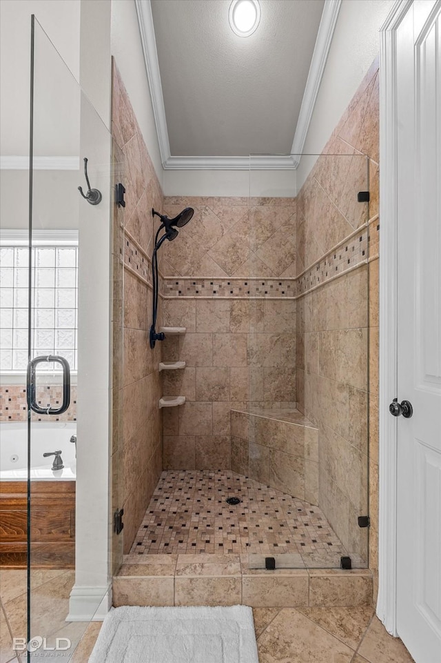 221 Cattail Trl, Benton, LA 71006 - full bathroom featuring crown molding and a stall shower