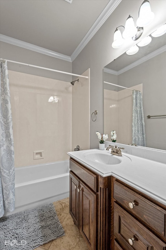 221 Cattail Trl, Benton, LA 71006 - full bathroom featuring crown molding, shower / bath combo, and vanity