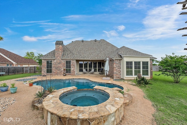 221 Cattail Trl, Benton, LA 71006 - view of swimming pool featuring a yard, an in ground hot tub, a fenced in pool, and a patio area