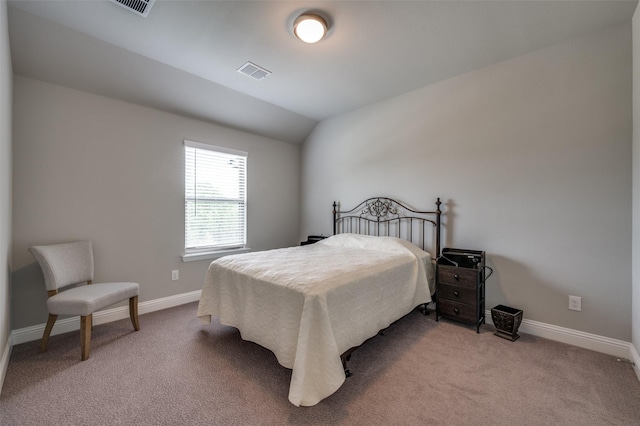 bedroom featuring baseboards, carpet flooring, and visible vents