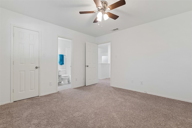 2624 Misty Glen Dr, Flower Mound, TX 75028 - unfurnished bedroom with carpet, baseboards, connected bathroom, and ceiling fan