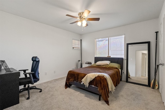 2624 Misty Glen Dr, Flower Mound, TX 75028 - bedroom featuring light colored carpet, an office area, and a ceiling fan