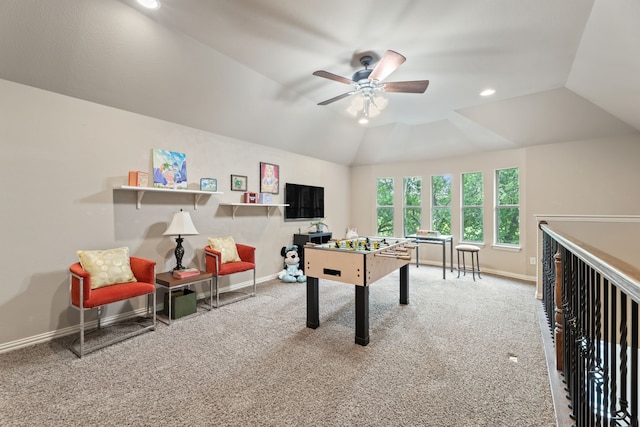 game room with carpet floors and baseboards