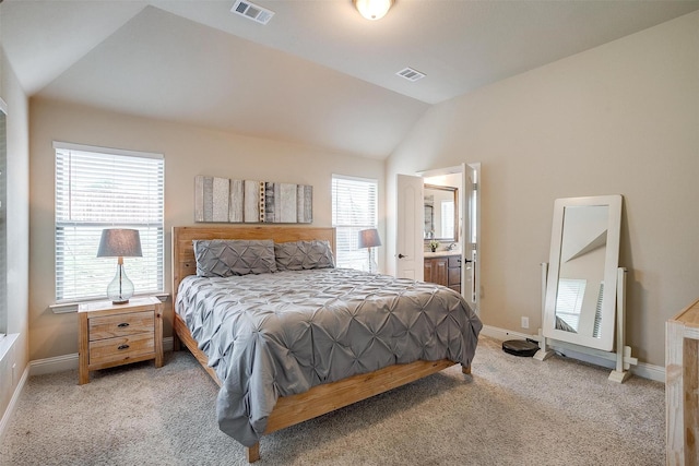 11948 Carlin Dr, Fort Worth, TX 76108 - bedroom with visible vents, carpet flooring, baseboards, and lofted ceiling