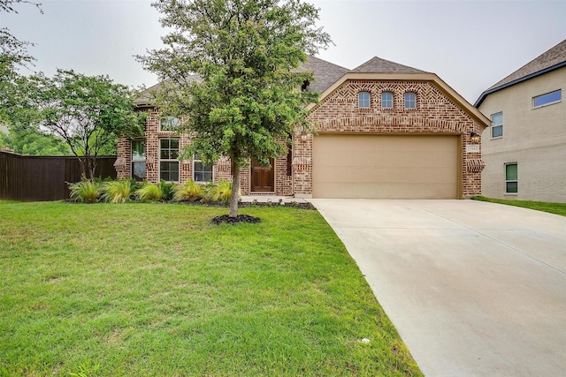 11948 Carlin Dr, Fort Worth, TX 76108 - french country home featuring fence, brick siding, a garage, a front yard, and driveway
