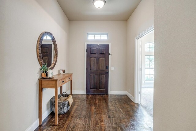 11948 Carlin Dr, Fort Worth, TX 76108 - foyer featuring plenty of natural light, dark wood-style flooring, and baseboards