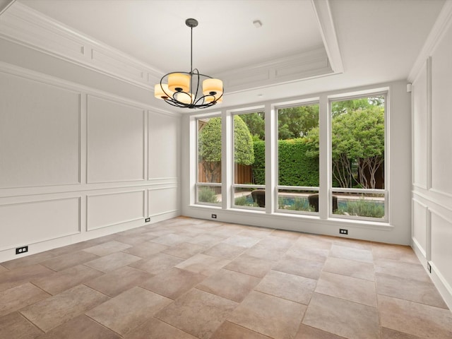 6916 April Way Cir, Plano, TX 75023 - unfurnished dining area with a decorative wall and a notable chandelier