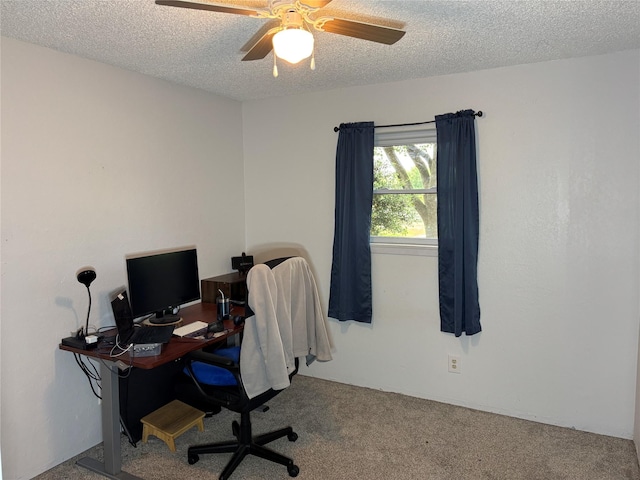 1207 W Cage St, Stephenville, TX 76401 - carpeted office space with a textured ceiling and ceiling fan