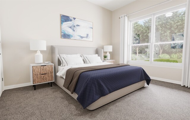 bedroom featuring baseboards and carpet