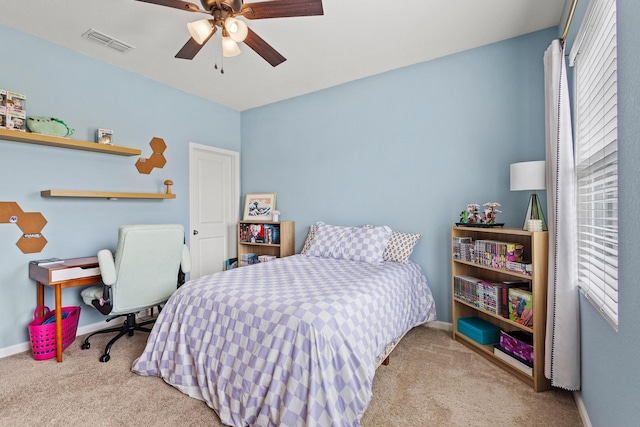 1823 Wolf Run, Anna, TX 75409 - carpeted bedroom featuring visible vents, a ceiling fan, and baseboards