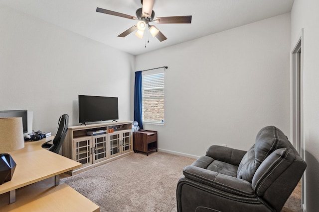 1823 Wolf Run, Anna, TX 75409 - living area featuring ceiling fan, baseboards, and carpet