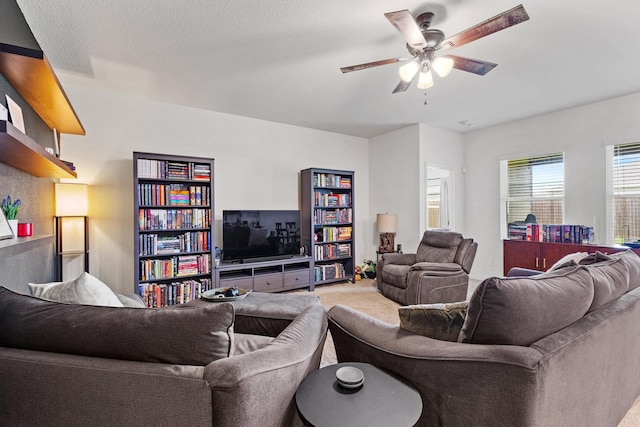 1823 Wolf Run, Anna, TX 75409 - carpeted living room with ceiling fan