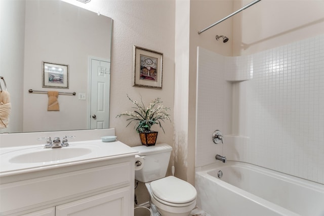 full bath with vanity, toilet, and bathtub / shower combination