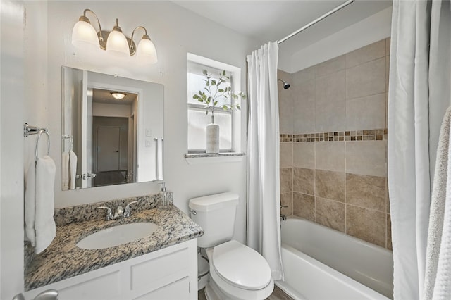 528 Chambers St, Denton, TX 76205 - bathroom with vanity, shower / tub combo with curtain, and toilet
