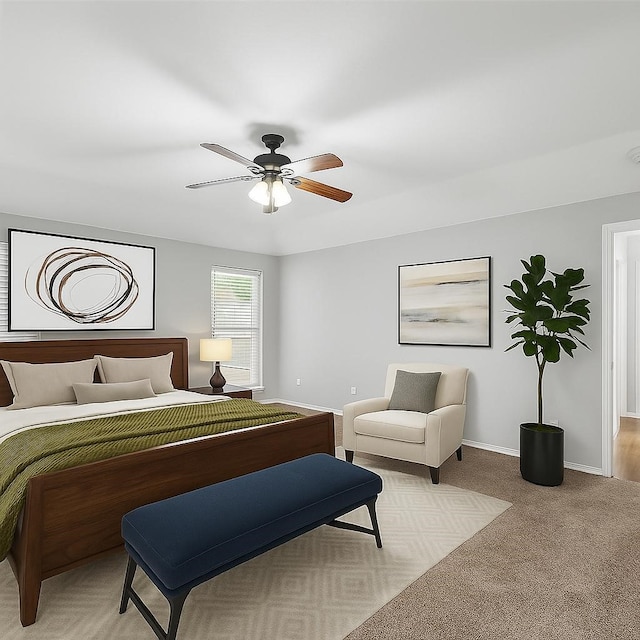 818 Red Oak Dr, Mansfield, TX 76063 - bedroom featuring baseboards, ceiling fan, and light colored carpet