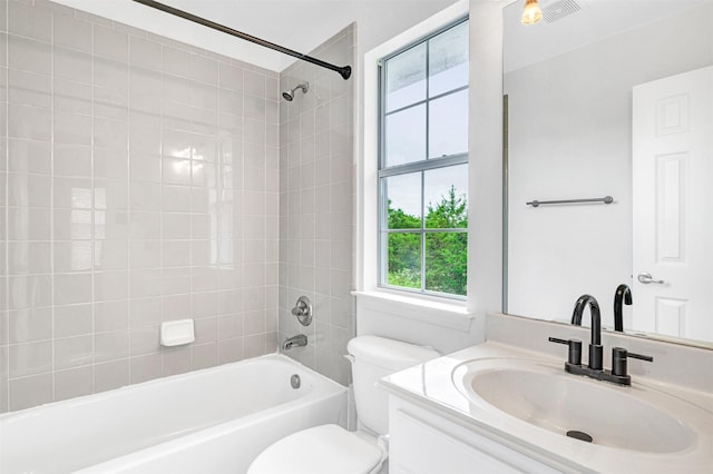2283 Fox Crossing Ln, Frisco, TX 75036 - bathroom with shower / bath combination, vanity, toilet, and visible vents