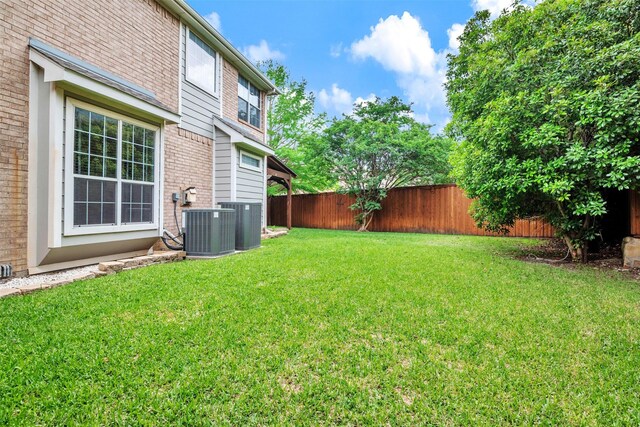 2283 Fox Crossing Ln, Frisco, TX 75036 - view of yard with a fenced backyard and central air condition unit