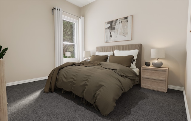 carpeted bedroom featuring baseboards