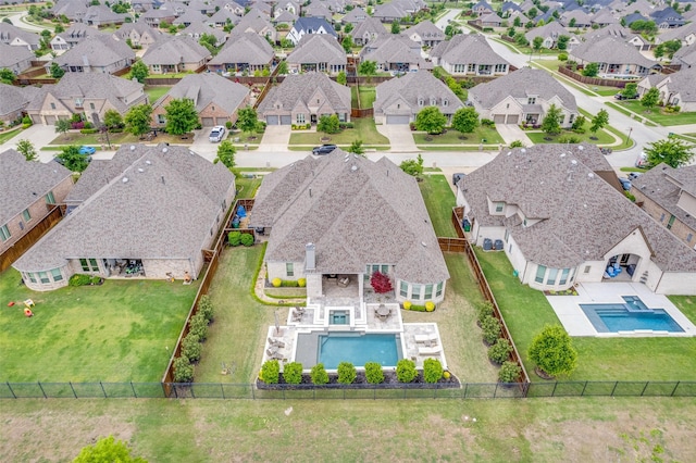 bird's eye view with a residential view