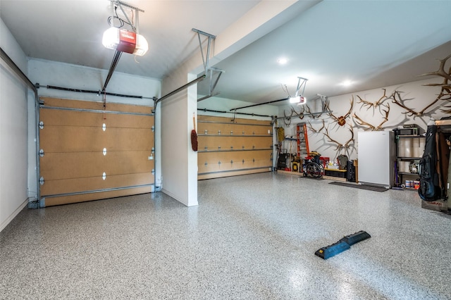 garage with a garage door opener