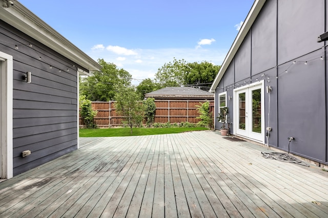 8911 Diceman Dr, Dallas, TX 75218 - wooden deck featuring fence and french doors