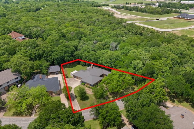 aerial view with a view of trees and a residential view