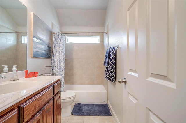 9820 Mullins Crossing Dr, Fort Worth, TX 76126 - full bathroom with toilet, vanity, tile patterned flooring, and shower / bath combo