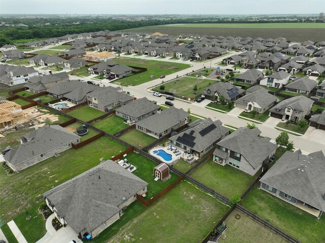 birds eye view of property with a residential view