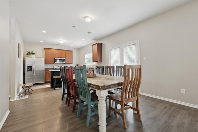 1612 Cambridge Dr, Providence Village, TX 76227 - dining space with recessed lighting, baseboards, and dark wood-style floors