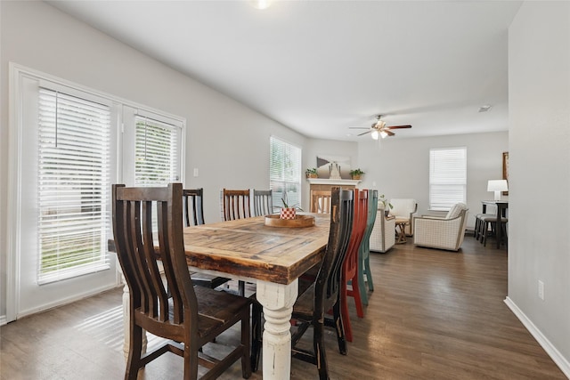 1612 Cambridge Dr, Providence Village, TX 76227 - dining area with baseboards, ceiling fan, and wood finished floors
