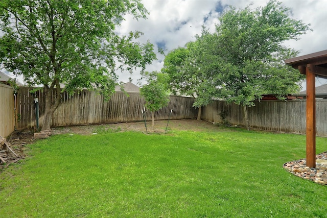 view of yard with a fenced backyard