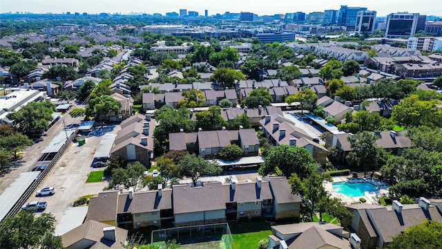 aerial view featuring a city view and a residential view