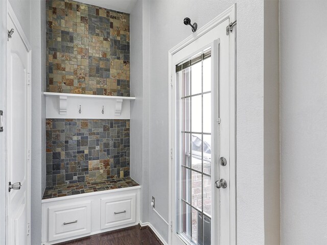 entryway with dark wood-type flooring