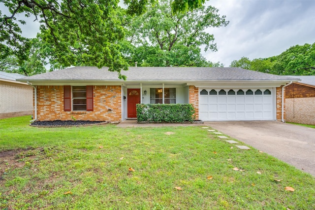 1515 Senter Rd, Irving, TX 75060 - ranch-style house with a garage, concrete driveway, a front yard, and brick siding