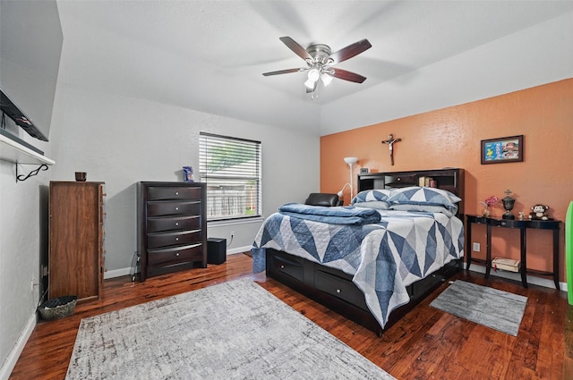 3145 Ronay Dr, Forest Hill, TX 76140 - bedroom featuring baseboards, ceiling fan, a textured wall, and wood finished floors