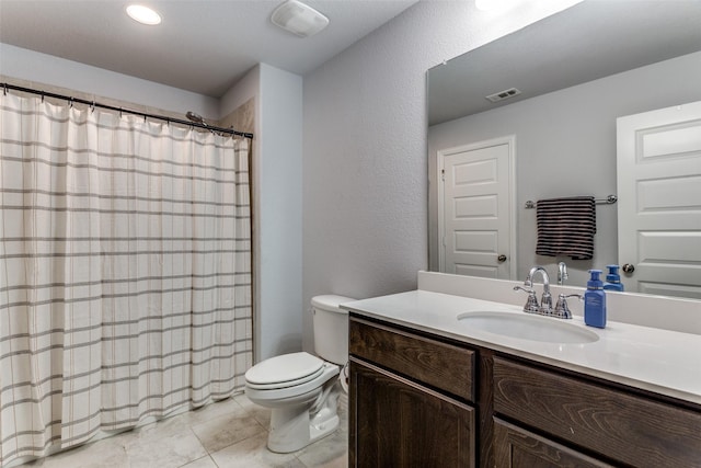 148 Mossy Oak Trl, Fort Worth, TX 76131 - bathroom with vanity, tile patterned flooring, curtained shower, and recessed lighting