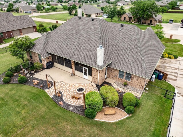 drone / aerial view with a residential view