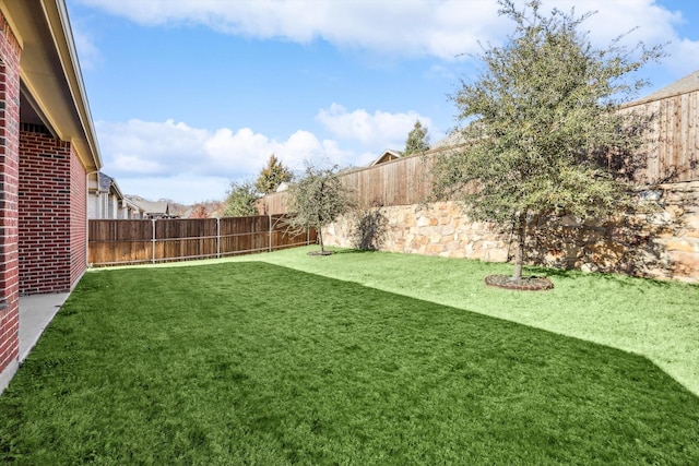 view of yard featuring a fenced backyard