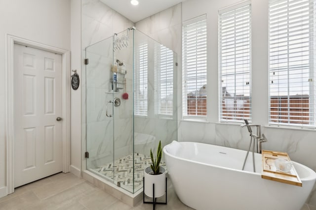 401 Willow Run, Prosper, TX 75078 - bathroom featuring a stall shower and a soaking tub