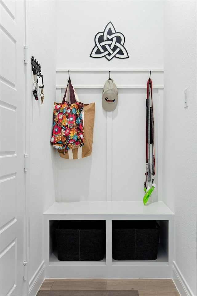 mudroom featuring wood finished floors