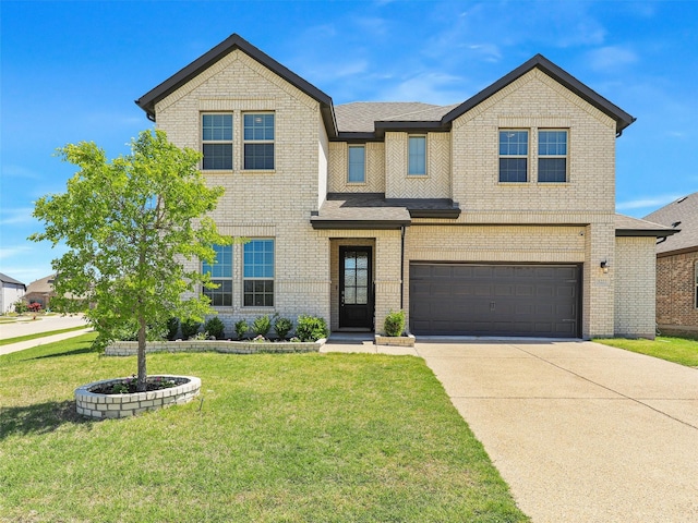 3222 Roy Alton, Melissa, TX 75454 - view of front facade featuring a garage, a front yard, driveway, and brick siding