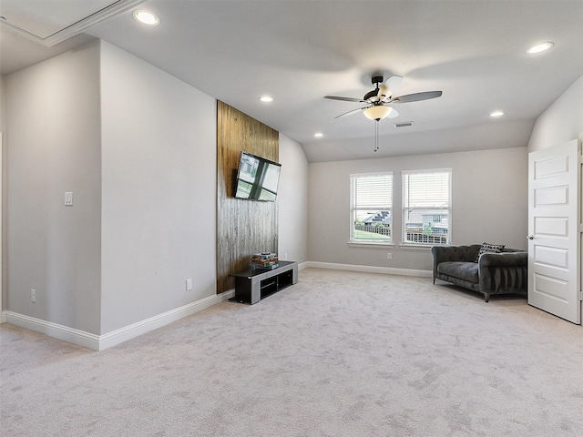 3222 Roy Alton, Melissa, TX 75454 - sitting room with ceiling fan, attic access, visible vents, light carpet, and recessed lighting