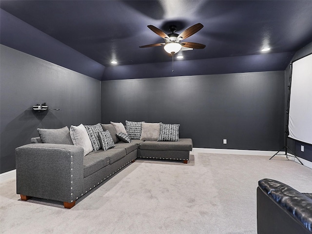 3222 Roy Alton, Melissa, TX 75454 - home theater room with baseboards, a ceiling fan, and carpet flooring
