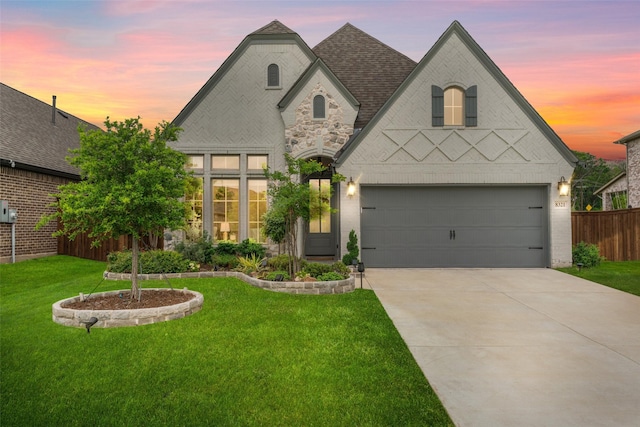 8321 Pine Island Way, Mckinney, TX 75071 - french country home with driveway, brick siding, stone siding, and a shingled roof