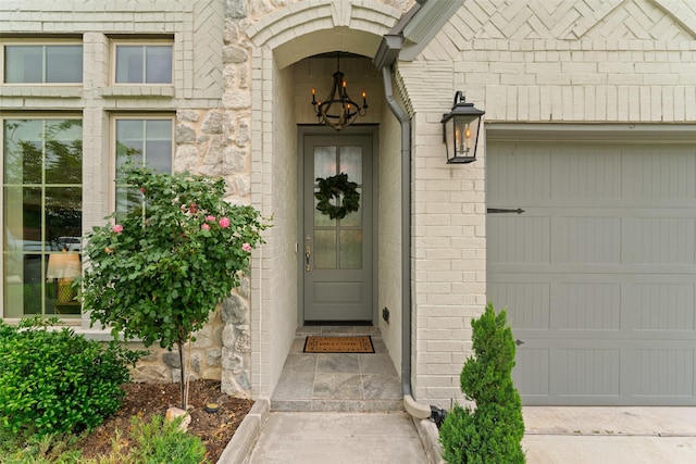 8321 Pine Island Way, Mckinney, TX 75071 - view of exterior entry featuring a garage and stone siding