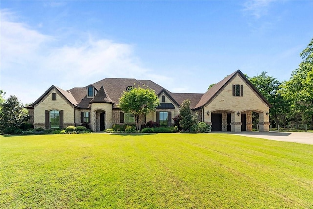 8230 County Road 530, Mansfield, TX 76063 - french country inspired facade featuring a garage, a front lawn, driveway, and stone siding