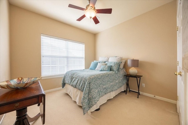 265 Old Spanish Trl, Valley View, TX 76272 - bedroom featuring a ceiling fan, baseboards, and light colored carpet