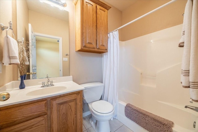 265 Old Spanish Trl, Valley View, TX 76272 - full bath with toilet, shower / bath combination with curtain, tile patterned flooring, and vanity