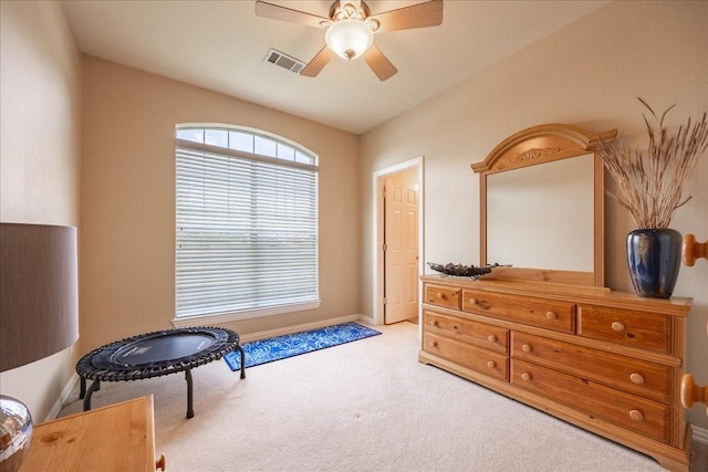 265 Old Spanish Trl, Valley View, TX 76272 - living area featuring visible vents, a ceiling fan, and carpet floors