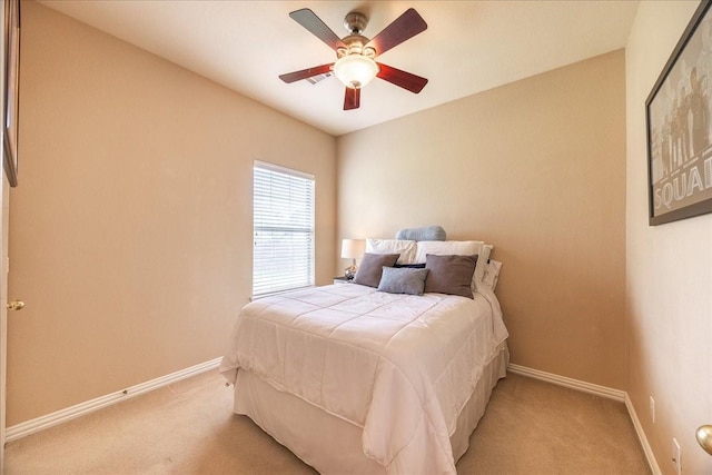 265 Old Spanish Trl, Valley View, TX 76272 - bedroom with a ceiling fan, baseboards, and light carpet